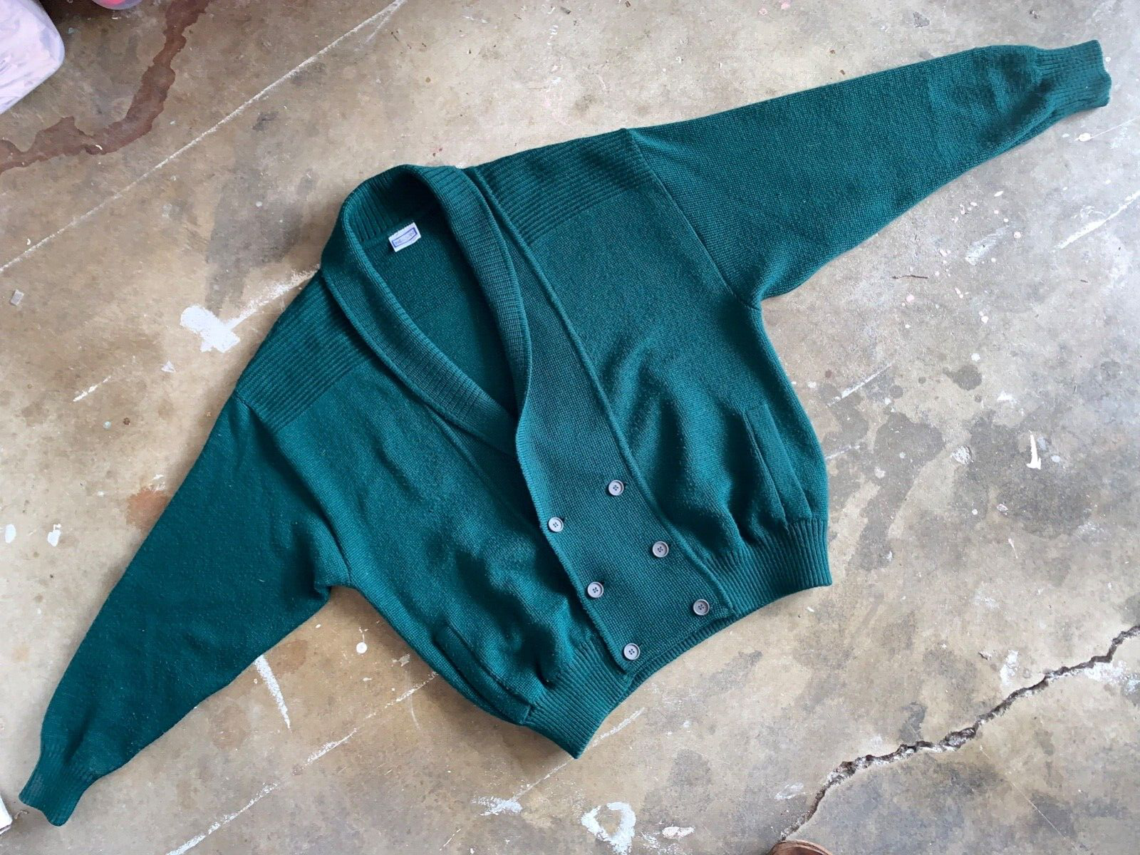 MAGLIONE DOPPIO PETTO DA UOMO VINTAGE YVES SAINT LAURENT YSL TAGLIA L VERDE CACCIATORE