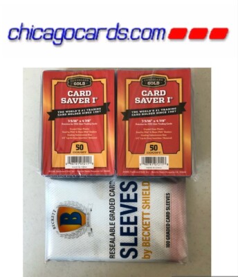 beckett graded card sleeves 100 Card Saver 1 I & 100 Beckett Graded Card Sleeve Resealable Lip for PSA  BGS 98781072118| eBay