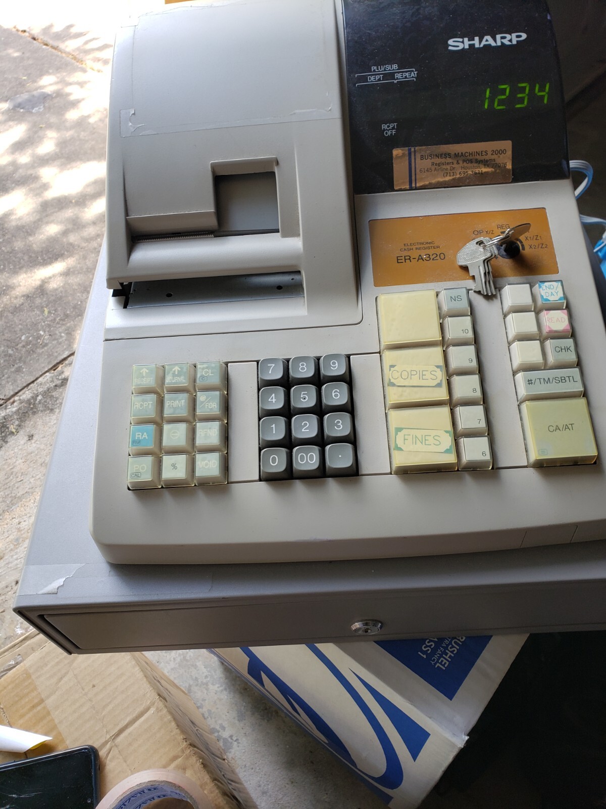 Sharp Electronic Cash Register ERA320 with Drawer and 1 Key Read