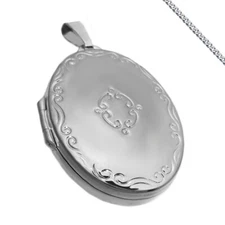 MEDALLION medium size with pattern amulet for 2 pictures chain engraving see pictures