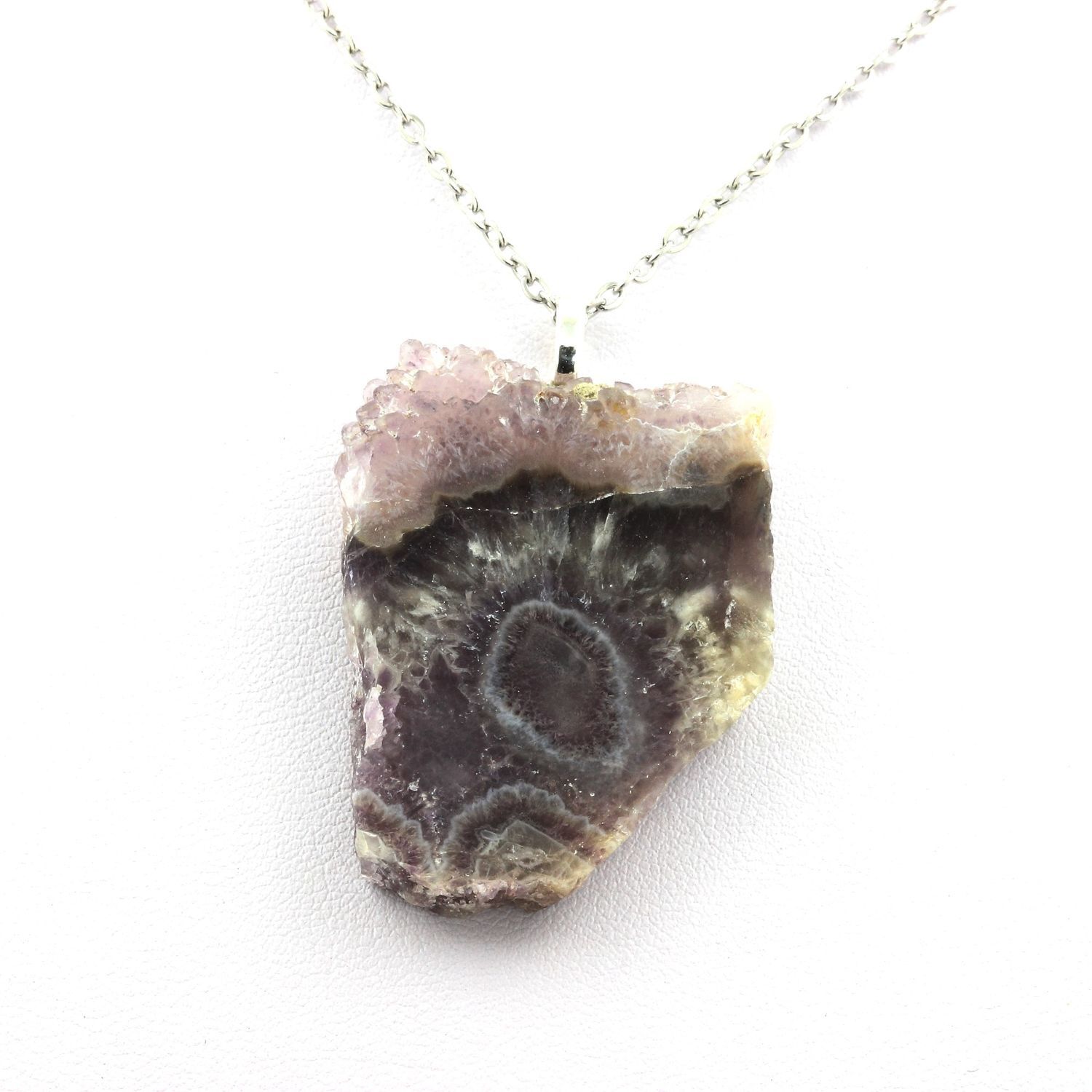 Collier Agate brut véritable de 76.13 ct anti-stress naturel Châtelperron