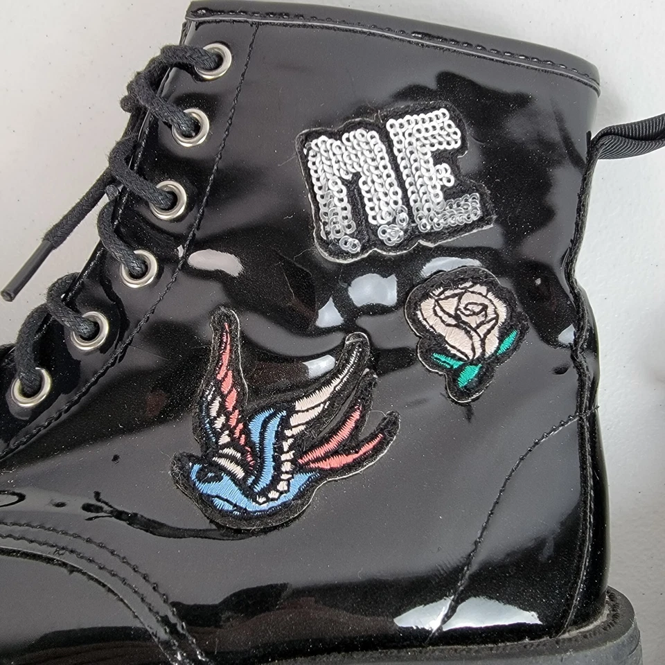 UNIONBAY Niños Botines Negro Imitación Charol Cordones Cremallera Talla 2.5 M Foto 3 de 4