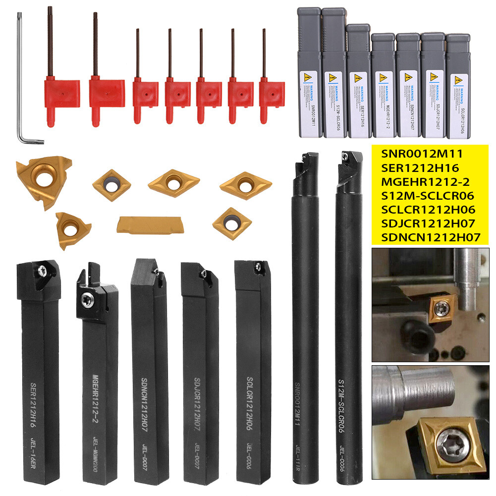 7-teiliges Drehmeißel-Set – Hartmetall Drehstahl 16mm, Beschichtet, Für Drehmaschinen | CNC Drehwerkzeug Für Stahl & Stahlguss