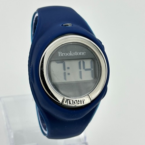 Unisex BROOKSTONE Simple Digital LCD Watch, LED Wrist Light, Blue Silicone, Runs