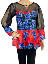 African Ankara peplum Blouse with stone Large 