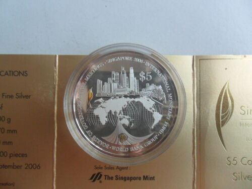 2006 Singapore IMF World Bank Group $5 .999 Silver Proof Coin - Picture 1 of 5