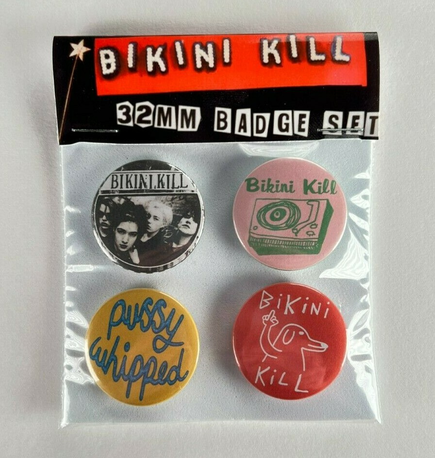 Bikini Kill 4-Piece 32mm Metal Badge Set with Pin Backs in Gift Box-image