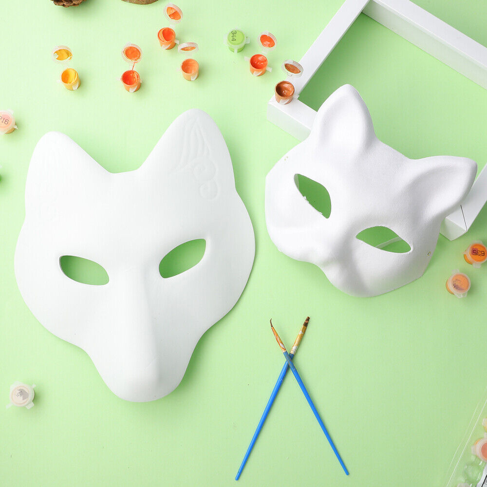 SAFIGLE Cat Mask Therian Mask Animal Mask Halloween Mask for Kids Adults White Cat Mask Hand Painted Face Mask Animal Party Cosplay Costume