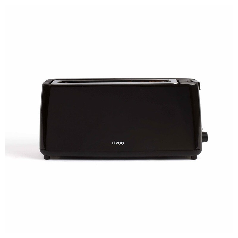 Grille-pain 1 fente large 800W Noir Toaster de Livoo avec modes décongélation et réchauffage