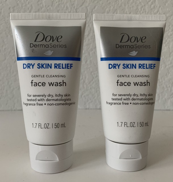 2 Pack Dove DermaSeries FragranceFree Face Wash, Travel Size, Dry