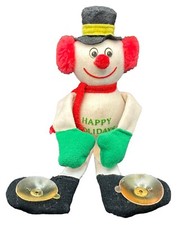 Vintage Russ Stuffed Plush Snowman Window Cling Happy Holidays Suction Cups Hat