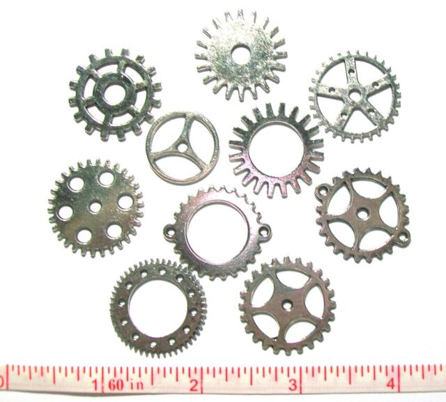 Gears Cogs Clock Parts Antiqued Silver Steampunk Altered Art Jewelry Lot of 20