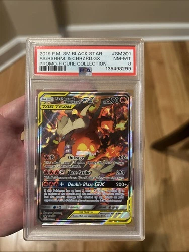 2019 Pokemon Reshiram & Charizard GX SM201 Black Star Promo PSA 8 MINT