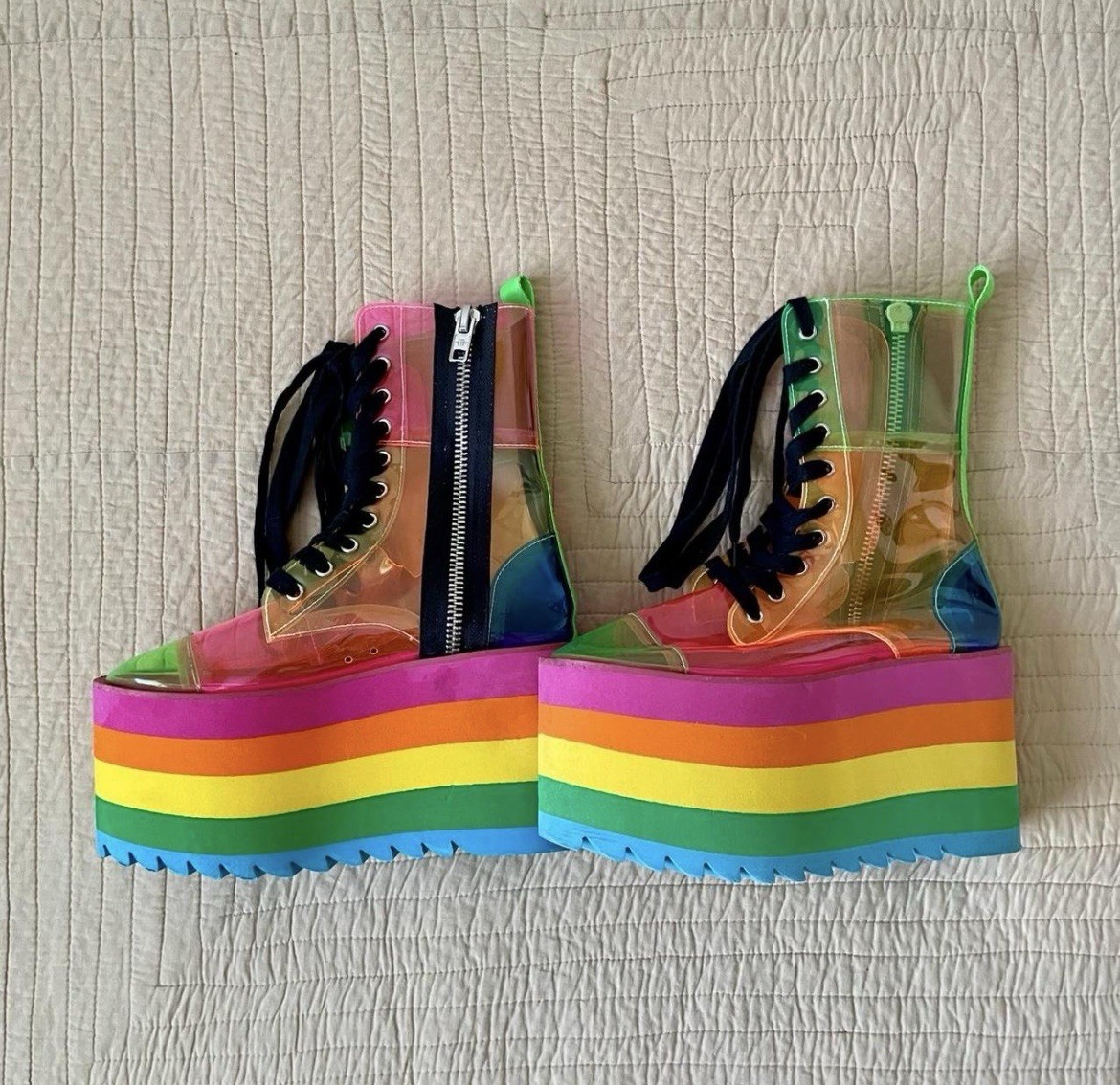 Rainbow Platform Plastic Boots By Current Mood Do… - image 3