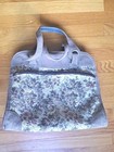 VINTAGE FRENCH LUGGAGE CO 15 Inch "GRAY ROSE" SUEDE TAPESTRY Tote Bag — photo 3