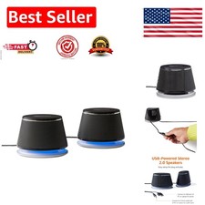 Black 2.0 Stereo Speakers with In-line Volume Control & Dynamic Sound