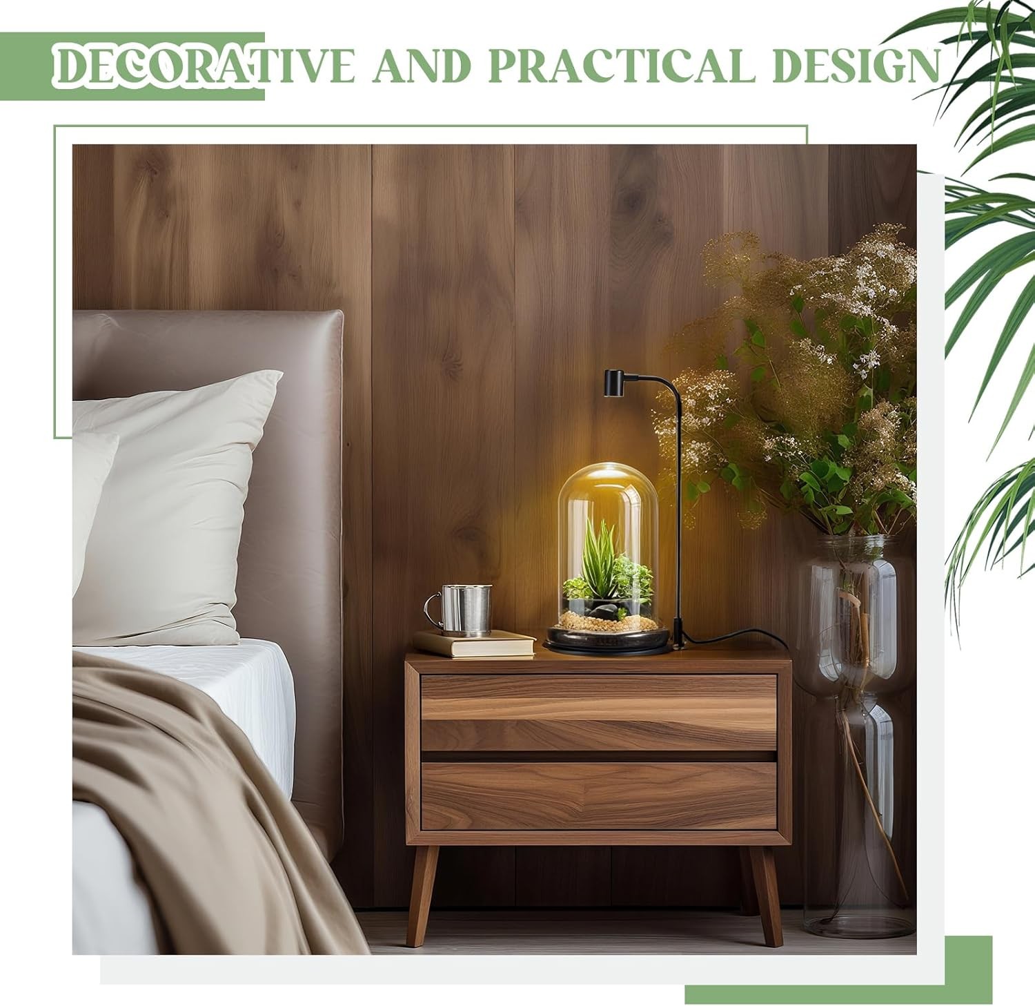 Maxdot Plant Terrarium Kit with Grow Light, 4.8'' x 7.87'' Glass Dome Terrarium 