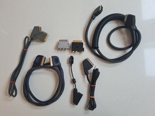 Bundle of 5 Scart Leads and 2 RCA Phono adaptor/converter switches see photos