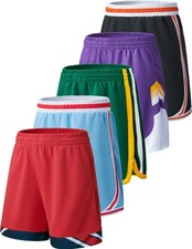 5 Pack Big Boys Youth Athletic Mesh Basketball Shorts with Pockets Quick Dry ...
