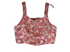 NWT Japna Y2K Fairy Cottagecore Corset Top XL Pink Floral Lace Up Bustier