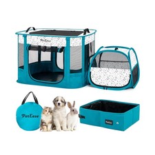 Portable 2-in-1 Dog playpen, Outdoor Cat Playpen with Litter Box Area for Ind...