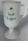 Vintage Milk Glass Irish Coffee Mugs – Set of 4 – Shamrock Green Lettering & Gol