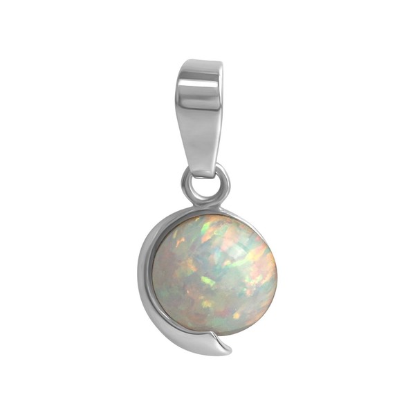 AnhäNger 925 Silber Rhodiniert Opal Weiß Damen KettenanhäNger Echtschmuck NEU-image