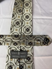 Robert Talbott Best of Class Silver Geometric Tie HAND SEWN MADE IN USA SILK