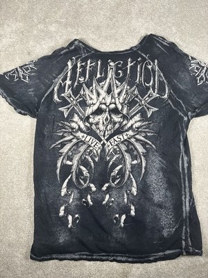 Affliction Live Fast Shirt Lg Black  Skull King Graphic Grundge Mens Vintage USA