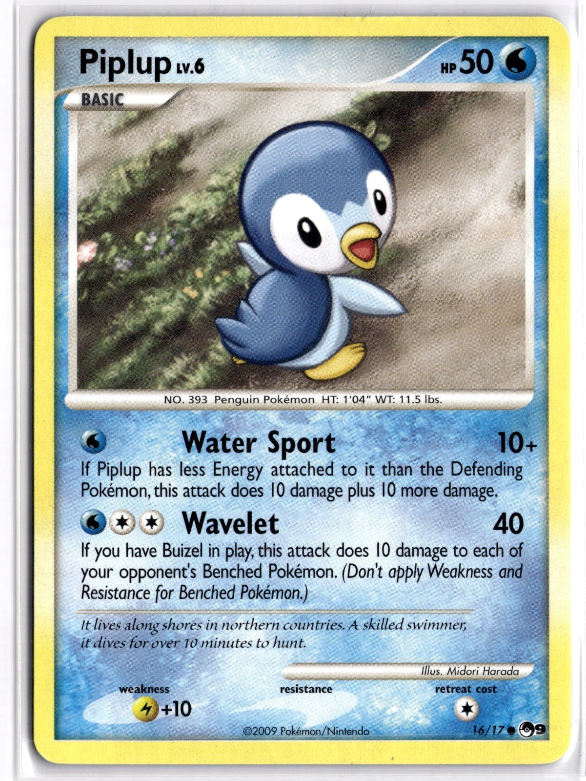 Pokemon TCG Piplup 016/017 POP Series 9 Common LP