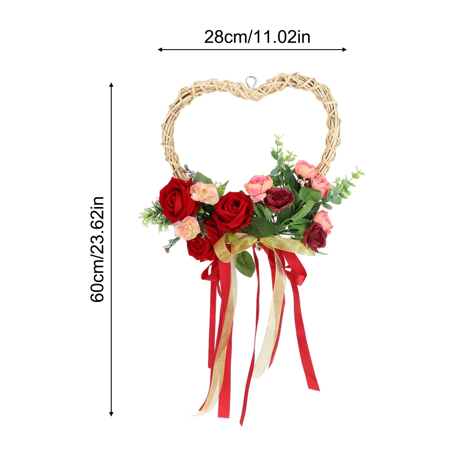 Artificial Flower Simulation Wreath Silk Heart Shaped Rose Wreath Valentine's Da