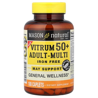 Vitrum 50+ Adult-Multi, Iron Free, 180 Caplets