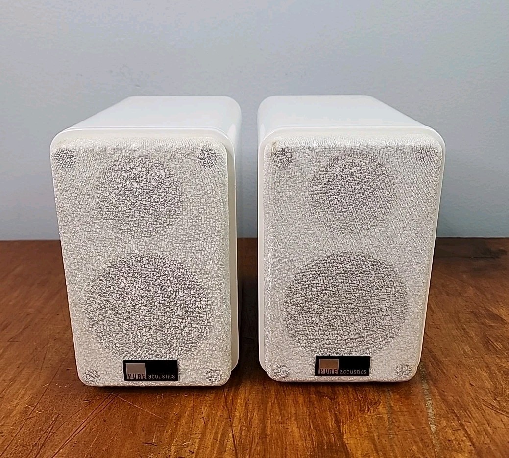 Pure Acoustics Dream Box HiFi Bookshelf Speakers White 80W Tested Working