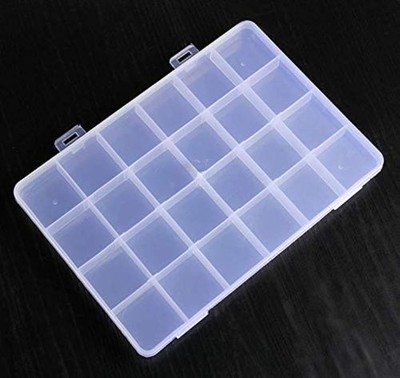 RLECS 2PCS 24 Slots Transparent Plastic Jewelry Organizer Box Clear 