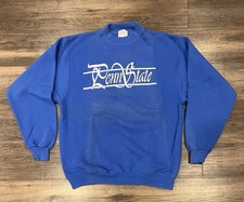 Vintage Penn State Sweatshirt Mens Size Large Navy Blue Scripted Logo Hanes 90s
