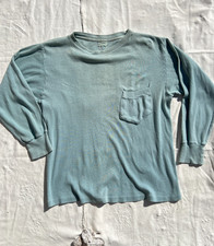 Vintage 1940s Cotton Longsleeve with Pocket by Weldon, Large Aqua Blue, Large