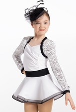 Dance Pre-Owned Costume Weissman 13699 Int Child White Dress Jazz Tap Sequins