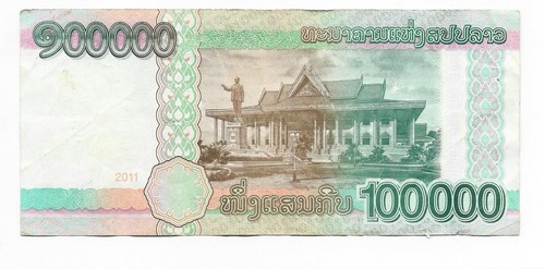 Laos 100000 Kip - Circulated - 2011 - Picture 2 of 2
