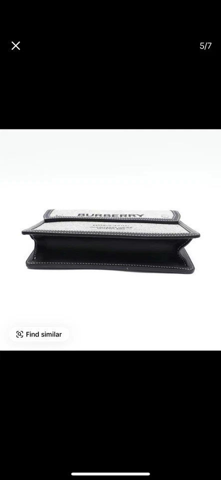 Bandolera Burberry HorseFerry de lona blanca negra usada Foto 3 de 4