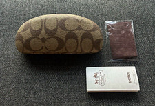 Coach Brown Signature Logo Hard Case for Glasses/Sunglasses w/ Cloth Booklet