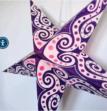 SEALED 5 PACK 24" Lavender Purple Mouri Illuminated Paper Star Lantern Lampshade