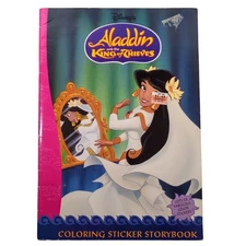 VTG Disney Aladdin King of Thieves Coloring Sticker Story Book New Unused 1996