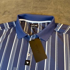 Bad Birdie Ridge Polo Winning Streak Cobalt Stripe Golf Shirt Blue White Mens XL