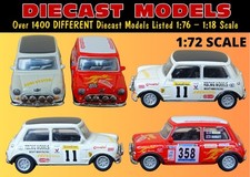 PAIR OF BMC MINI COOPERS RALLY CARS RED & WHITE; NEW 1:72 SCALE DIECAST MODELS