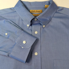 Roundtree Yorke Gold Label Button Down Shirt Mens Sz 2XL Non-Iron Blue Cotton