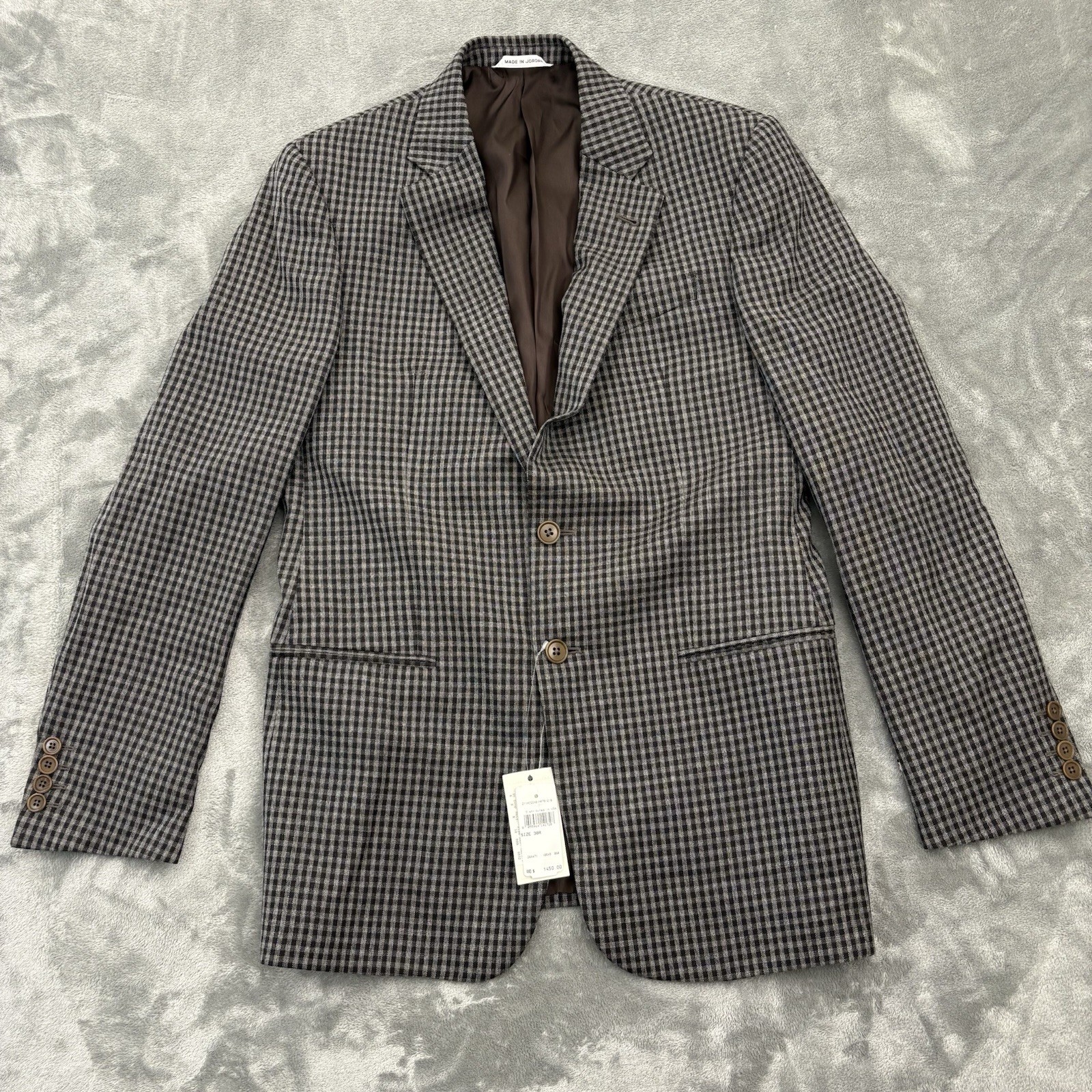 Armani Collezioni Giorgio Jacket Mens 38R Check Dark Brown Blazer 2 Button