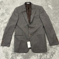 Armani Collezioni Giorgio Jacket Mens 38R Check Dark Brown Blazer 2 Button