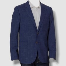 Ted Baker Men's Blue Slim-Fit Check Wool Single-Breasted Blazer Jacket Size 4.