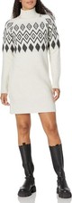 Buffalo David Bitton $129 Ivory Fair Isle Motif Mock Neck Sweater Dress XS NWT