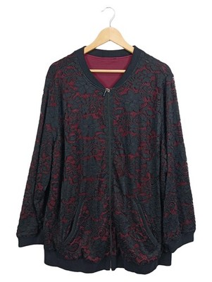 LuLaRoe Elegant Bomberjacke Damen Gr. 50/XL Spitze Schwarz Bordeaux